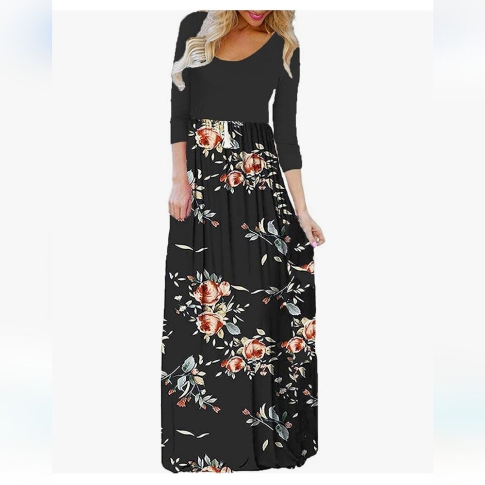 Bluetime Women's 3/4 Sleeve Floral Print Dress Size 3XL